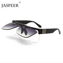 JASPEER-gafas de sol con tapa para hombre, lentes de doble lente, rectangulares, UV400, diseñador de marca, Vintage 2024 - compra barato