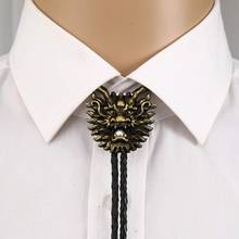 Gravata de bolo com cabeça de dragão chinesa 3d, gravata de cowboy para homens, de liga de zinco, ocidental, para garotas 2024 - compre barato