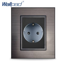 Wallpad EU German Socket Black Stainless Steel Panel Schuko Wall Electric Power Outlet 16A AC 110~250V 2024 - buy cheap