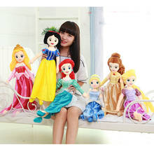 Original Disney Cartoon Movie Snow White Mermaid and Princess Cinderella Large Plush toy Soft Doll Birthday Present For Child 2024 - buy cheap