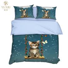 YuXiu 3D Bedding Set Animal Cats Stars blue Duvet Covers 3Pcs Sets Bed Linen Quilt Cover King Queen Full Twin Double Size 2024 - buy cheap