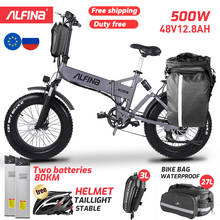 ALFINA-Bicicleta eléctrica plegable para nieve, de 20 pulgadas bici de montaña, neumático ancho 4,0, 500W, 40 Km/h, para playa, nueva 2024 - compra barato