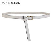 RAINIE-Cinturón fino de piel de vaca para mujer, piel de vaca de segunda capa, color gris, negro, Camel y café 2024 - compra barato