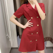Fashion Office Ladies Suit Women Blazer Dress Double Breasted Button Gentle Wind Long Sleeve Dress A162 2024 - buy cheap