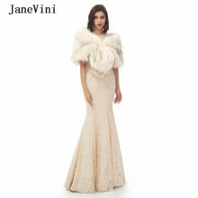 JaneVini-Bolero nupcial elegante de invierno, estolas de piel sintética, chal de invierno para boda, abrigo para mujer, chaquetas de fiesta de noche, accesorios 2024 - compra barato