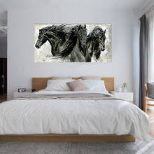 Moderno escritório animal impressão da lona arte da parede cavalo preto cartaz arte para sala de estar quarto decoração da parede do vintage casa 2024 - compre barato