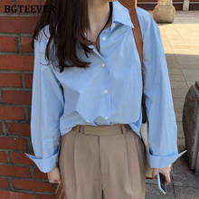 Bgteever camisa de vestuário elegante com gola virada para baixo, blusas de escritório para mulheres e para primavera 2021 2024 - compre barato