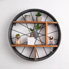 Retro Style Industrial Iron Art Wheel Shelf Etagere Mural Industriel Living Room Cafe Bar Wall Hanging Decoration Storage Rack 2024 - buy cheap