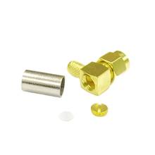 1 pc RF Coaxial Conector SMA Macho Ligar Ângulo Direito Friso Fio de cobre para RG58 RG142 RG400 LMR195 Cabo Goldplated NOVO conector 2024 - compre barato