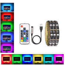 Tira de luces LED de alimentación USB 5050, cinta de luz LED Flexible USB, cc 5V, RGB, iluminación de retroiluminación de TV cambiable a Color, no impermeable 2024 - compra barato