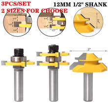 Broca enrutadora de madera para ranuradora de inglete, conjunto de unión de lengüeta y ranura, vástago de 12mm, con bloqueo de 45 grados, 3 uds. 2024 - compra barato