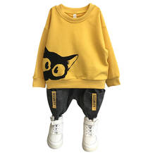 Boys Girls Spring Autumn Fashion Cartoon Set (Top+Jeans Pant) 2021 New Korean Version Baby Children's Clothes 2024 - buy cheap