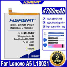 HSABAT BL291 4700mAh Battery For Lenovo A5 L18011 Batteries 2024 - buy cheap