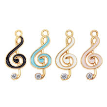 Julie Wang 8PCS Enamel Music Note Charms Alloy Gold Tone Rhinestone G Clef Pendant Bracelet Jewelry Making Accessory 4 Colors 2024 - buy cheap