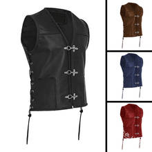 Medieval Renaissance Jackets Vests Men Punk Style Vest Jacket Waistcoat Deep V Neck Lace Up Cosplay Costume for Men 2024 - buy cheap