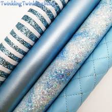 BLUE Glitter Fabirc,Faux Leather Fabric, Plaids Synthetic Leather Fabric Sheets For Bow A4 21x29CM Twinkling Ming XM661 2024 - buy cheap