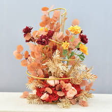 Accesorios de boda, soporte de flores en espiral de hierro forjado en forma de abanico, decoración de flores de seda de plomo para mesa de Hotel y boda 2024 - compra barato