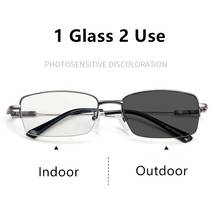 Anti Blue Light Reading Glasses Men Multifocal Progressive Photochromic Metal Frame Half Presbyopic Glasses Vintage Half 1.50 2024 - buy cheap