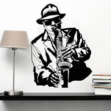 Jazz Music Wall Sticker Musician Decal Musical Instrument Saxophone Stickers Musician Home Decor Bedroom Living Room Decoration 2024 - buy cheap