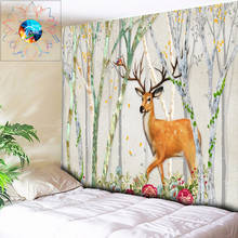 Boho Decoration Home Decor Anime Elk Forest Tapestry Mandala Wall Hanging Psychedelic Wall Tapestry tapisserie murale tissus 2024 - buy cheap