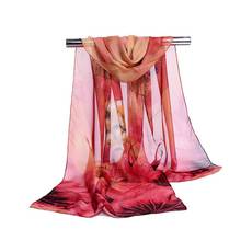 Bufanda de gasa de seda con estampado de moda de 160*50cm bufanda a rayas chal de moda salvaje de flores de protección solar bufanda bufandas 2024 - compra barato