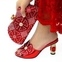 Doershow-zapatos italianos de estilo africano para mujer, hermoso conjunto de zapatos y bolsos a juego para fiesta de graduación, Sandalia de verano, Color Rojo HDG1-3 2024 - compra barato