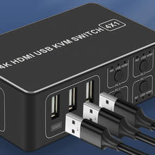 4K переключатель KVM HDMI-совместимый переключатель 4-портовый USB HDMI-совместимый KVM-переключатель 4X1 4kX 2K/60HZ HDCP 2,2 для ПК ноутбука windows & macs 2024 - купить недорого