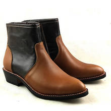 Botas de trabajo de cuero genuino para Hombre, botines de cuero de vaca hechos a mano, estilo occidental, vaquero, estilo Rock, EU38-45 2024 - compra barato