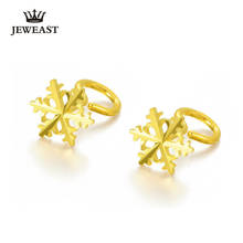 SFE 24K Pure Gold Earring Real AU 999 Solid Gold Earrings Nice Snowflake Upscale Trendy Classic Fine Jewelry Hot Sell New 2020 2024 - buy cheap