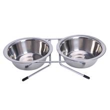 Stainless Steel Double Pet Bowls Dog Cat Water Food Non Slip Feeding Station 2024 - buy cheap