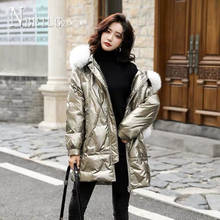 Shiny Fabric Women Parkas Long Style 2020 New Korean Loose Thick Winter Female Overcoat 2024 - buy cheap