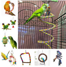 New Parrot Rope Hanging Braided Budgie Chew Rope Bird Cage Cockatiel Toy Pet Stand Training Accessories Conure Swing Supplies 2024 - buy cheap
