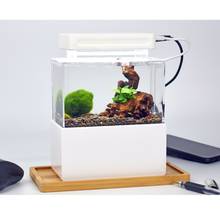 Desktop Marine Aquaponic Aquarium Fishes Bowl Mini Betta Fish Tank with Water Fliter LED Light USB Air Pump Portable Decorations 2024 - купить недорого