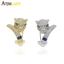 gold filled luxury cz paved cool Animal leopard earring Luxury ice out bling bling cz fashion elegant women jewelry 2024 - buy cheap