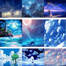 Anime Cartoon Scenery Diamond Painting 5D Diy Sky Meteor Landcape Rhinestone Embroidery Wall Poster for Bedroom Home Decoration 2024 - buy cheap