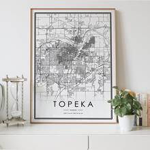 TOPEKA Карта города США Канзас KS, скандинавский Декор для гостиной, холст, плакат, Современный домашний декор, Художественная печать, живопись 2024 - купить недорого