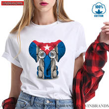 Нация Флаг страны герой Гевара кубинская одежда с принтом животных модный малыш слон Куба флаг Женская футболка Сделай Сам Женская футболка на заказ 2024 - купить недорого