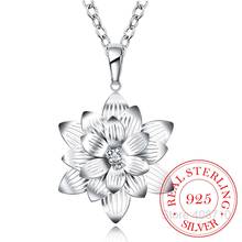 Элегантный 100% 925 Стерлинговое серебро подвеска ввиде цветка лотоса ожерелья для женщин женские ожерелья бижутерия подарок 2024 - купить недорого