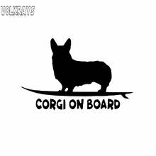 Volkrays Funny Car Sticker Corgi on Board Puppy Dog Accessories Reflective Waterproof Vinyl Decal Black/Silver,8cm*13cm 2024 - buy cheap