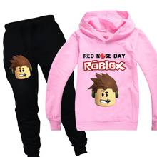 Roblox conjunto de roupas de outono e algodão para crianças, conjunto de camiseta e calça com capuz para meninos e meninas, 2024 - compre barato