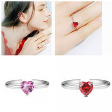 Hot Sale Charm Open Zircon Heart Rings for Women Adjustable Finger Rings Valentine's Day Gift Jewelry 2024 - buy cheap
