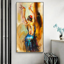 Pintura abstrata de balé feminina, pintura a óleo em tela, cartazes escandinavo e impressões, imagem de arte de parede para sala de estar quadros 2024 - compre barato