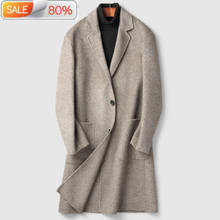 Casaco de lã longo com dois lados de caxemira, jaqueta coreana masculina, sobretudo e jaqueta ao abrigo masculino j3755, 2020 2024 - compre barato