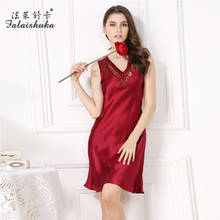 100 pure silk nightgown Womens Lace Robes Summer Pure Silk Nightdress Female Clothing Home Sleepwear Red 2024 - buy cheap