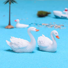 Miniatura de aquários de cisne, pequeno, ornamentos, decoração de jardim, fadas, miniatura, acessórios para casa, branco e preto 2024 - compre barato