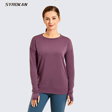SYROKAN Women's Long Sleeve Workout Shirts Athleisure Loose Fit Yoga Tops with Thumbholes 2024 - buy cheap