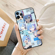 Rem de re zero anime fanart bonito silicone caso do telefone para o iphone se 6s 7 8 plus x xr xs 11 12 mini pro capa de vidro max escudo 2024 - compre barato