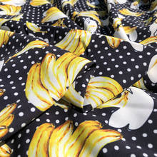 Tela de poliéster y algodón de imitación para mujer, 100x145cm, estampado de punto de plátano, vestido, blusa, pantalones, costura artesanal 2024 - compra barato