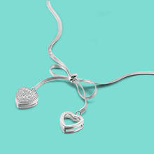 Colar feminino prata esterlina 925, pingente romântico coração prateado arco 2024 - compre barato