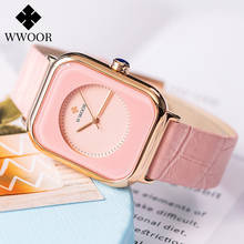 WWOOR 2021 Top Brand Women Casual Pink Watch Lady Rectangle Quartz Wristwatch Luxury Minimalism Female Waterproof Zegarek Damski 2024 - buy cheap